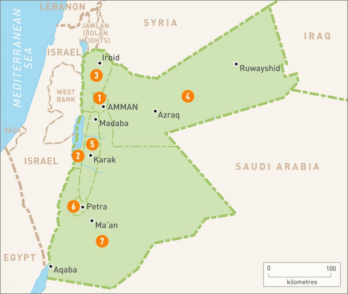 Amman, Jordania na mapie