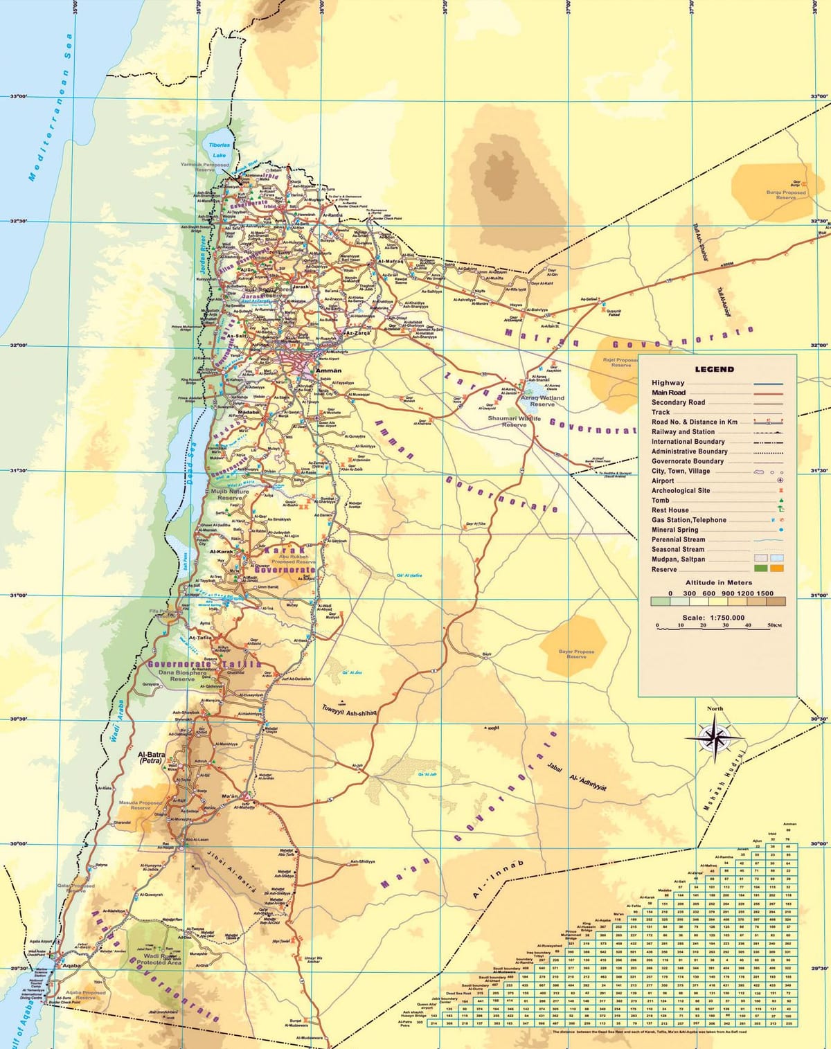 mapa fizyczna mapa Jordanii