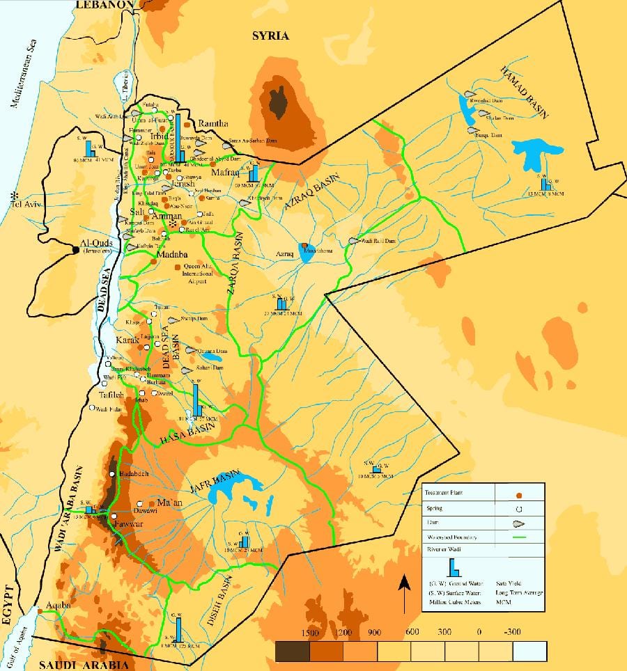 mapa Jordanii klimat