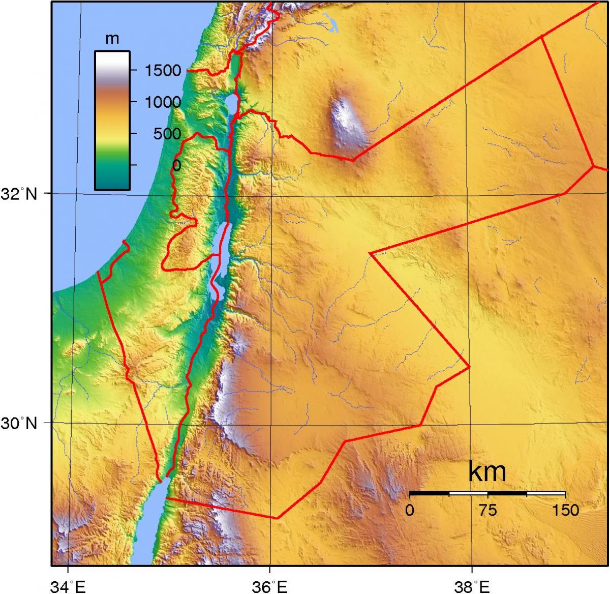mapa topograficzna Jordanii