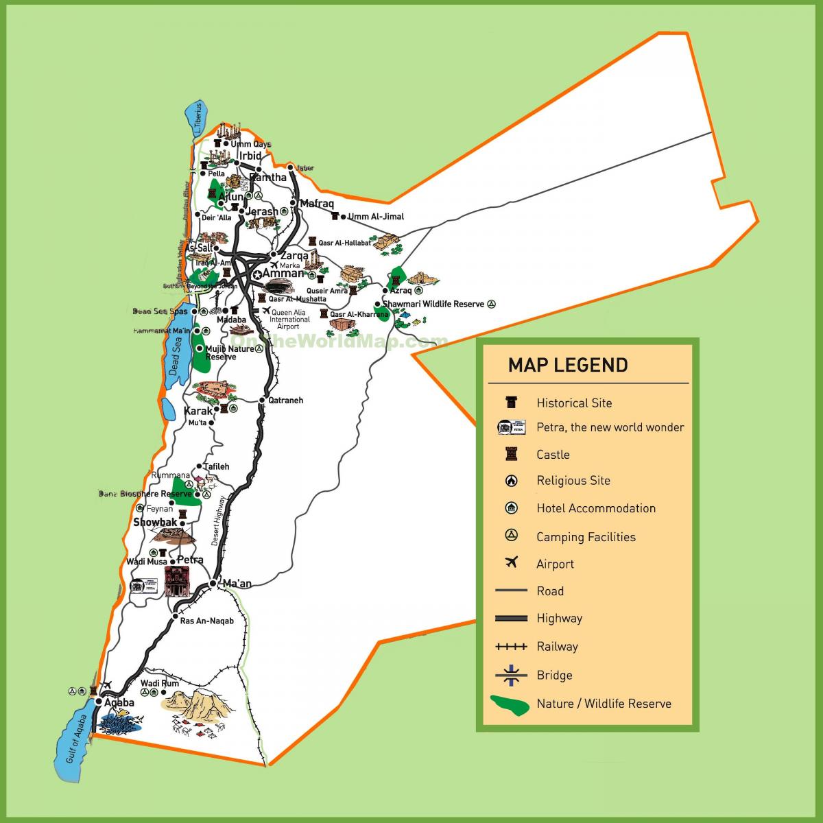 mapa Jordanii serwisach