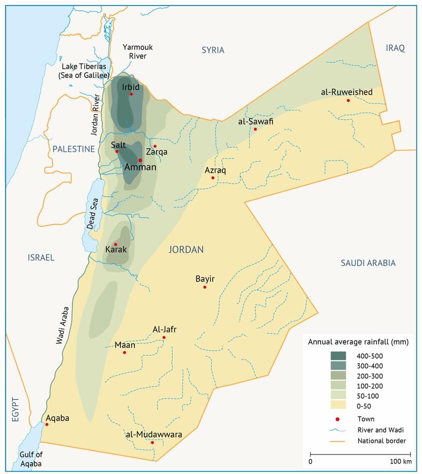mapa Jordanii geografii