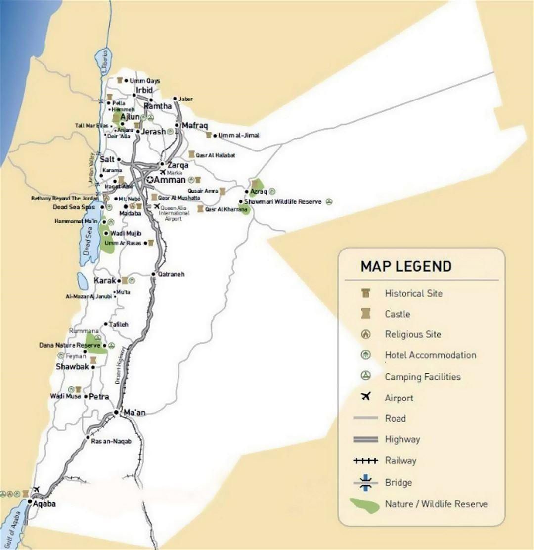 Jordania zabytki mapa