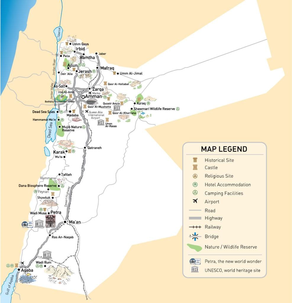 mapa lotniska Jordanii 
