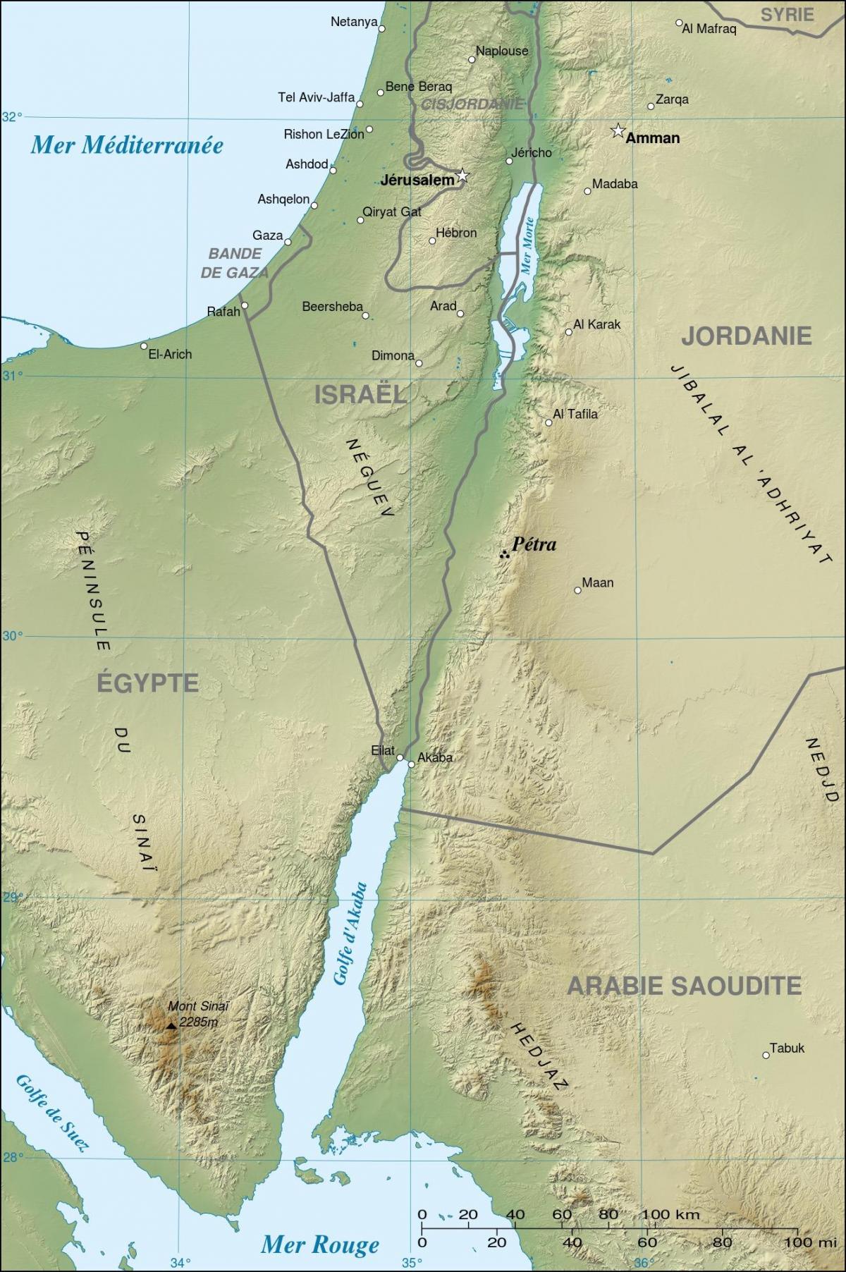 mapa Jordanii Petra pokazuje