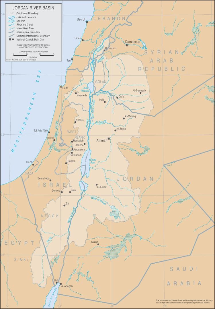 mapa rzeki Jordan na świat