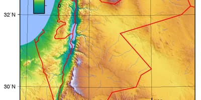 Mapa Jordanii wysokości