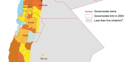 Mapa Jordanii ludności